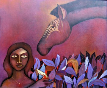  dama pintura art%c3%adstica - cebra y dama en la India
